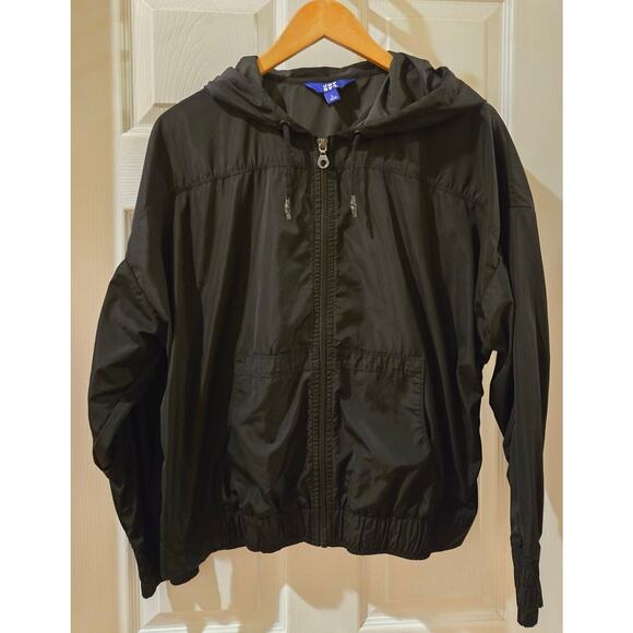 JoyLab Lightweight Nylon Black Front Zip Hooded Jacket Womens Large - Picture 2 of 8
